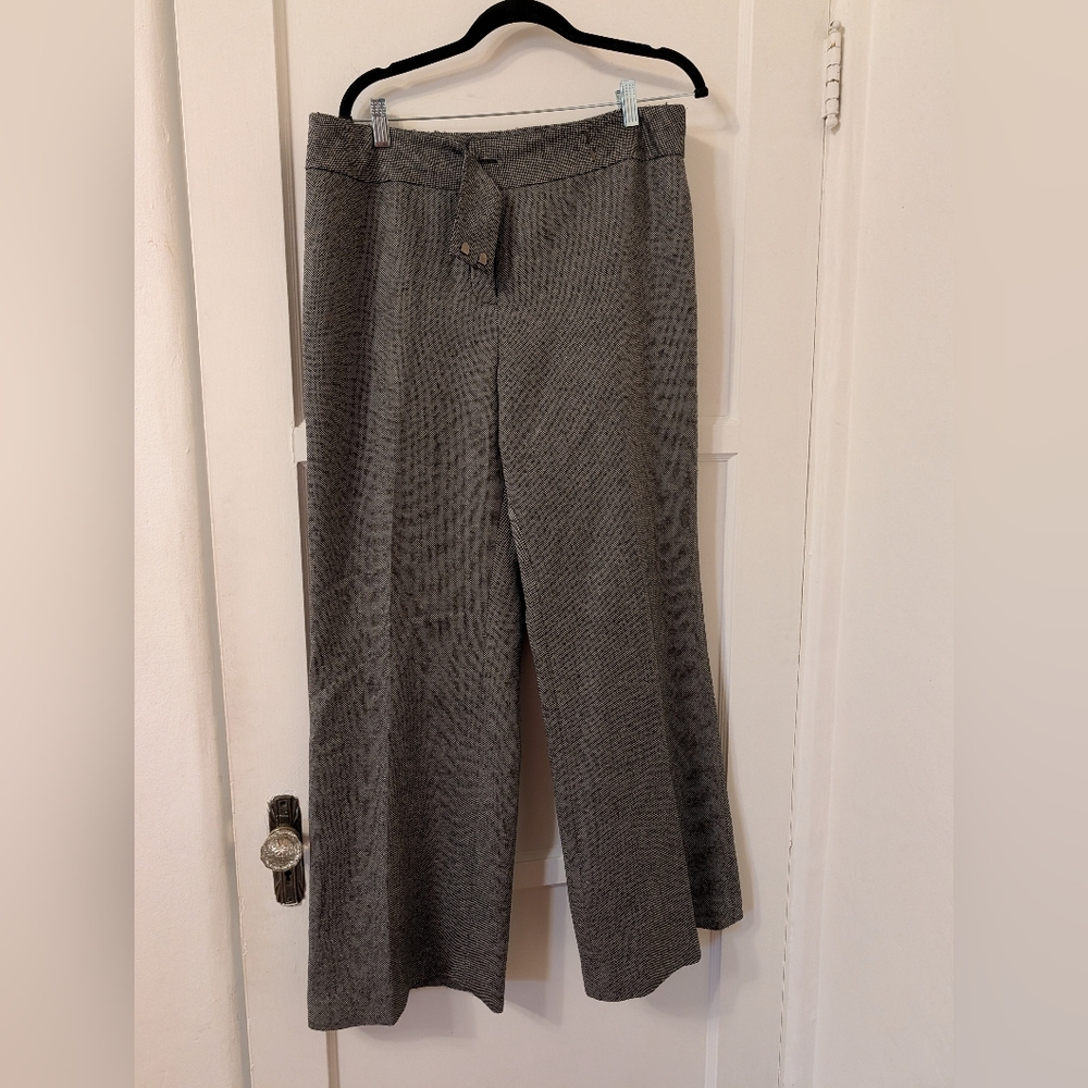 LOFT Black Brown and White Patterned Wide Leg Pants